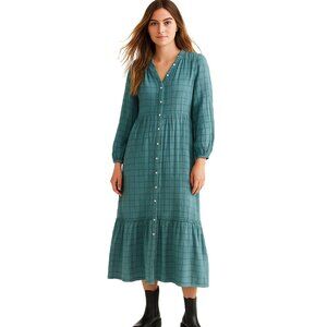 Free People Edie Maxi Dress | Size M | Boho Button-Front Tiered Long Sleeve
